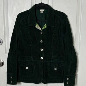 Christopher & Banks Forest Green Corduroy Jacket Size Large Front Pockets